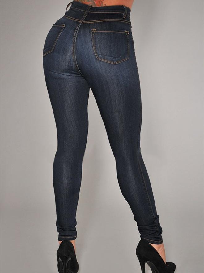 High Waist Stretch Slim Women Jeans - Jeans - INS | Online Fashion Free Shipping Clothing, Dresses, Tops, Shoes - 10/05/2021 - Color_Dark Blue - DEN210510145