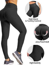 High Waisted Bubble Textured Yoga Pants Workout Butt Lifting Scrunch Booty Leggings - Leggings - INS | Online Fashion Free Shipping Clothing, Dresses, Tops, Shoes - 04/05/2021 - Color_Black - LEG210504009