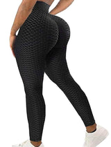 High Waisted Bubble Textured Yoga Pants Workout Butt Lifting Scrunch Booty Leggings - Leggings - INS | Online Fashion Free Shipping Clothing, Dresses, Tops, Shoes - 04/05/2021 - Color_Black - LEG210504009