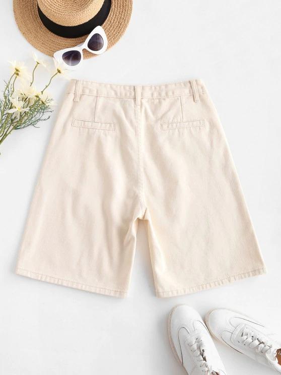 High Waisted Pocket Denim Bermuda Shorts - INS | Online Fashion Free Shipping Clothing, Dresses, Tops, Shoes