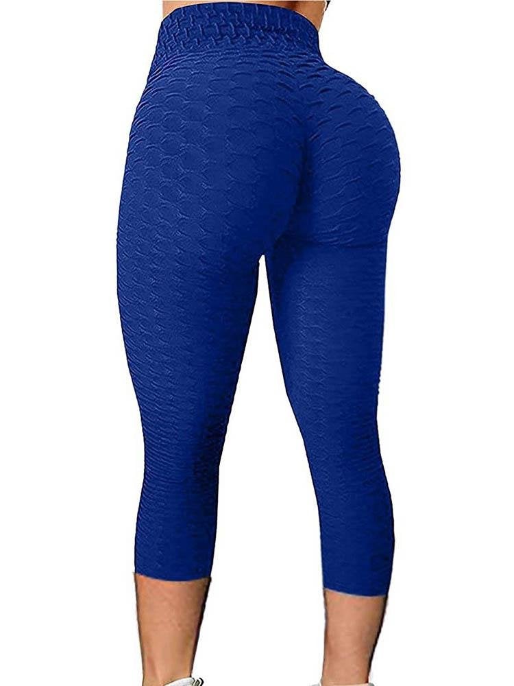 High Waisted Textured Tummy Control Butt Lifting Yoga Pants - Leggings - INS | Online Fashion Free Shipping Clothing, Dresses, Tops, Shoes - 04/05/2021 - Color_Blue - LEG210504038