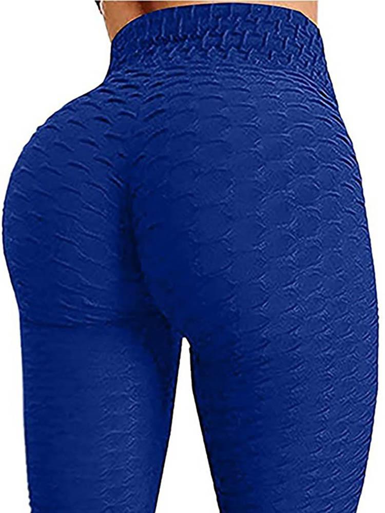 High Waisted Textured Tummy Control Butt Lifting Yoga Pants - Leggings - INS | Online Fashion Free Shipping Clothing, Dresses, Tops, Shoes - 04/05/2021 - Color_Blue - LEG210504038