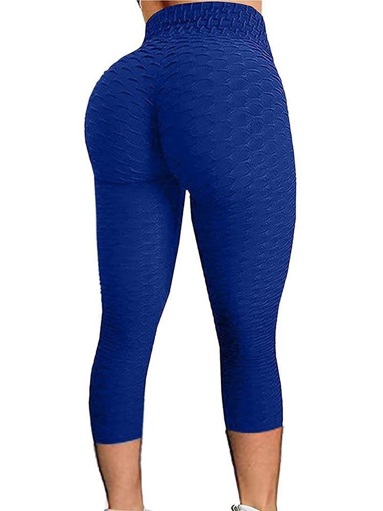 High Waisted Textured Tummy Control Butt Lifting Yoga Pants - Leggings - INS | Online Fashion Free Shipping Clothing, Dresses, Tops, Shoes - 04/05/2021 - Color_Blue - LEG210504038