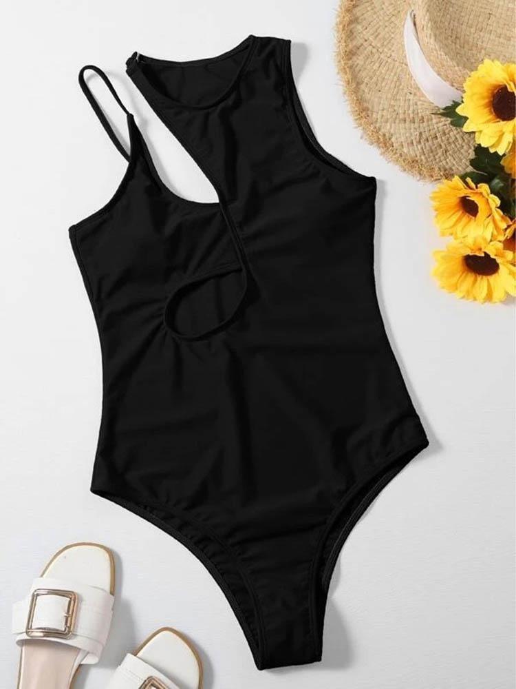 Hollow Solid Color One-piece Swimsuit - Swimsuits - INS | Online Fashion Free Shipping Clothing, Dresses, Tops, Shoes - 19/04/2021 - Category_Swimsuits - Color_Black