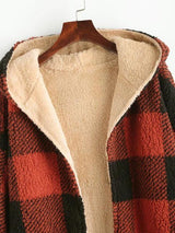 Hooded Checked Fluffy Borg Teddy Reversible Coat - INS | Online Fashion Free Shipping Clothing, Dresses, Tops, Shoes