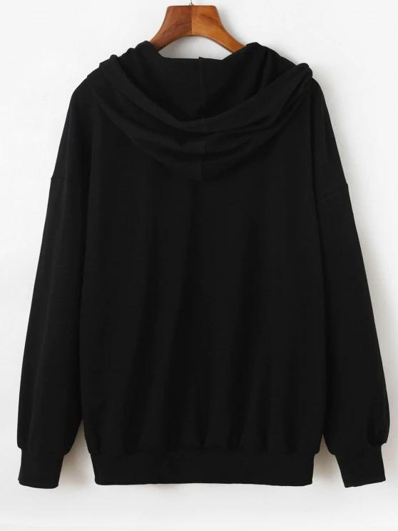 Hooded Drop Shoulder Letter Pocket Jacket - INS | Online Fashion Free Shipping Clothing, Dresses, Tops, Shoes