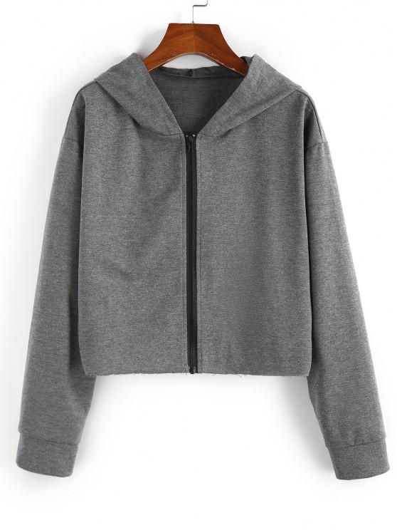 Hooded Drop Shoulder Zip Up Heather Jacket - INS | Online Fashion Free Shipping Clothing, Dresses, Tops, Shoes