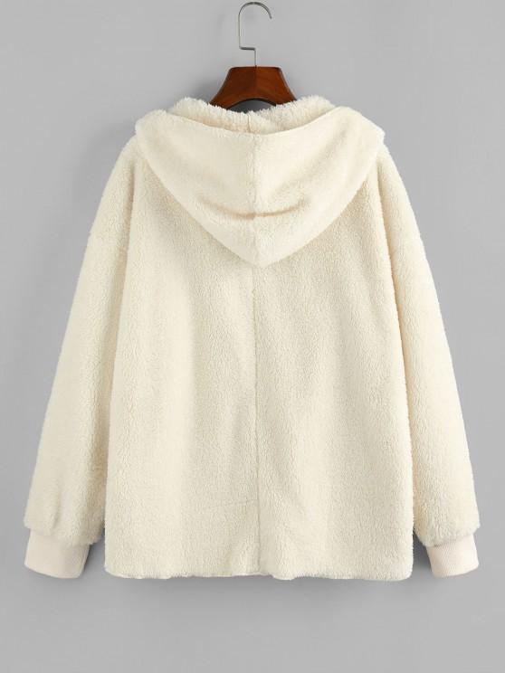 Hooded Faux Fur Open Front Pocket Coat - INS | Online Fashion Free Shipping Clothing, Dresses, Tops, Shoes