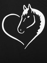 Horse And Heart Print Tee - INS | Online Fashion Free Shipping Clothing, Dresses, Tops, Shoes