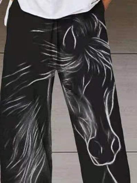 Horse Print Loose Lantern Pocket Pants - Pants - INS | Online Fashion Free Shipping Clothing, Dresses, Tops, Shoes - 15/06/2021 - Bottom - Category_Pants