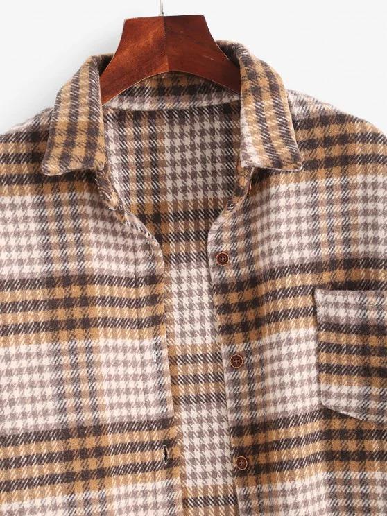 Houndstooth Mix Checked Flannel Shacket - INS | Online Fashion Free Shipping Clothing, Dresses, Tops, Shoes