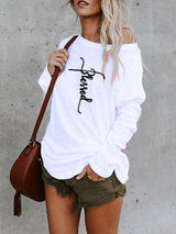 Letter Print Scoop Neck Classic T-Shirt