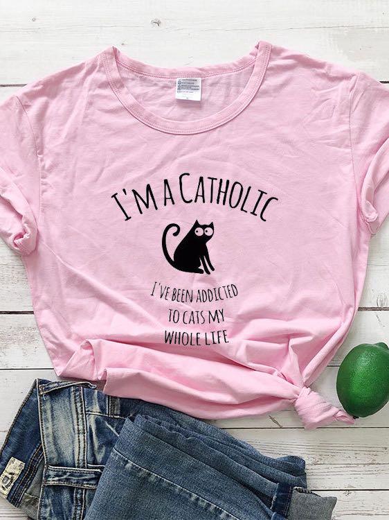 I'M A CATHOLIC Print Stylish T-Shirt - T-Shirts - INS | Online Fashion Free Shipping Clothing, Dresses, Tops, Shoes - 02/22/2021 - 2XL - 3XL