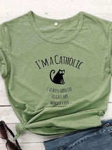 I'M A CATHOLIC Print Stylish T-Shirt - T-Shirts - INS | Online Fashion Free Shipping Clothing, Dresses, Tops, Shoes - 02/22/2021 - 2XL - 3XL