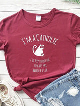 I'M A CATHOLIC Print Stylish T-Shirt - T-Shirts - INS | Online Fashion Free Shipping Clothing, Dresses, Tops, Shoes - 02/22/2021 - 2XL - 3XL