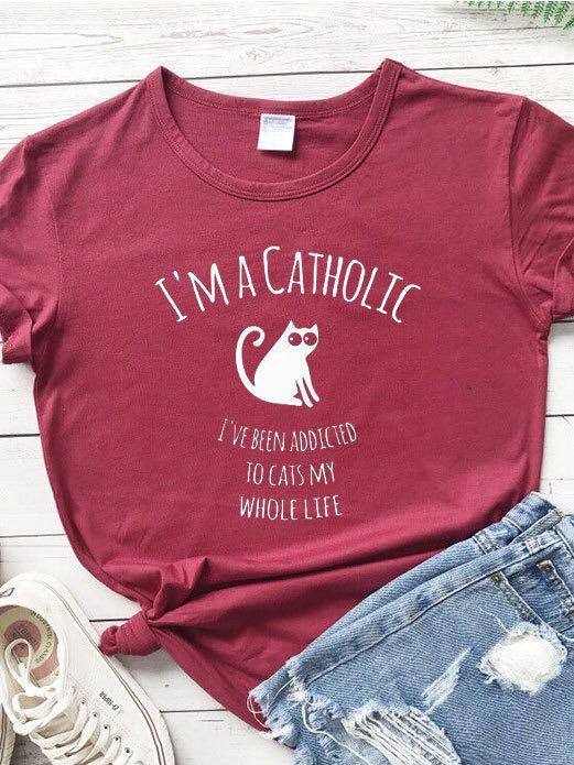 I'M A CATHOLIC Print Stylish T-Shirt - T-Shirts - INS | Online Fashion Free Shipping Clothing, Dresses, Tops, Shoes - 02/22/2021 - 2XL - 3XL