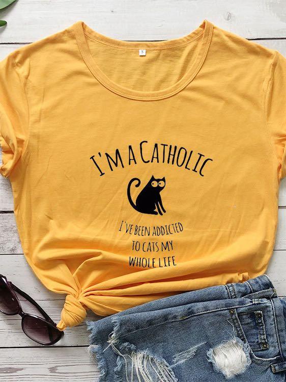 I'M A CATHOLIC Print Stylish T-Shirt - T-Shirts - INS | Online Fashion Free Shipping Clothing, Dresses, Tops, Shoes - 02/22/2021 - 2XL - 3XL