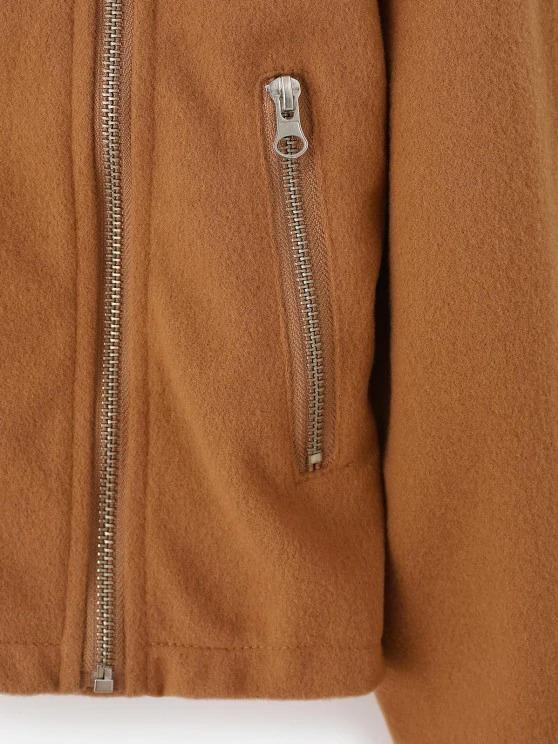 Inclined Zipper Plain Jacket - INS | Online Fashion Free Shipping Clothing, Dresses, Tops, Shoes