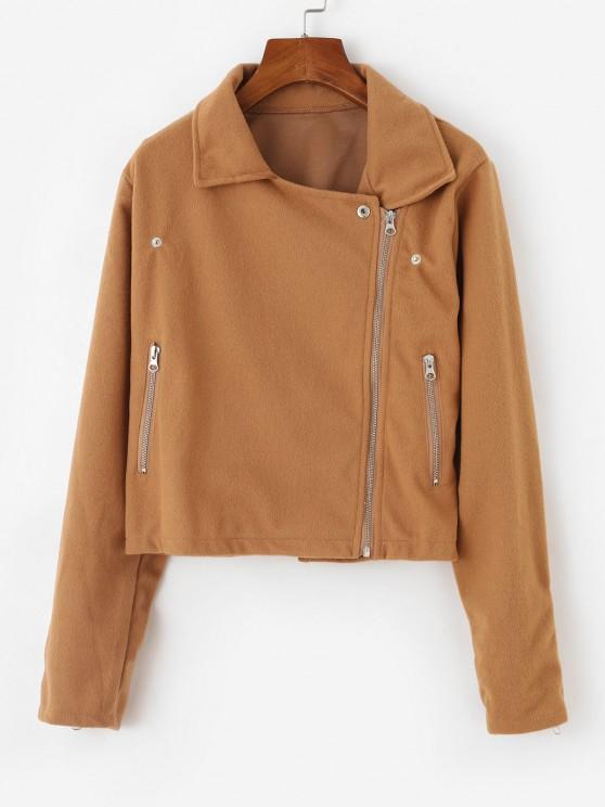 Inclined Zipper Plain Jacket - INS | Online Fashion Free Shipping Clothing, Dresses, Tops, Shoes