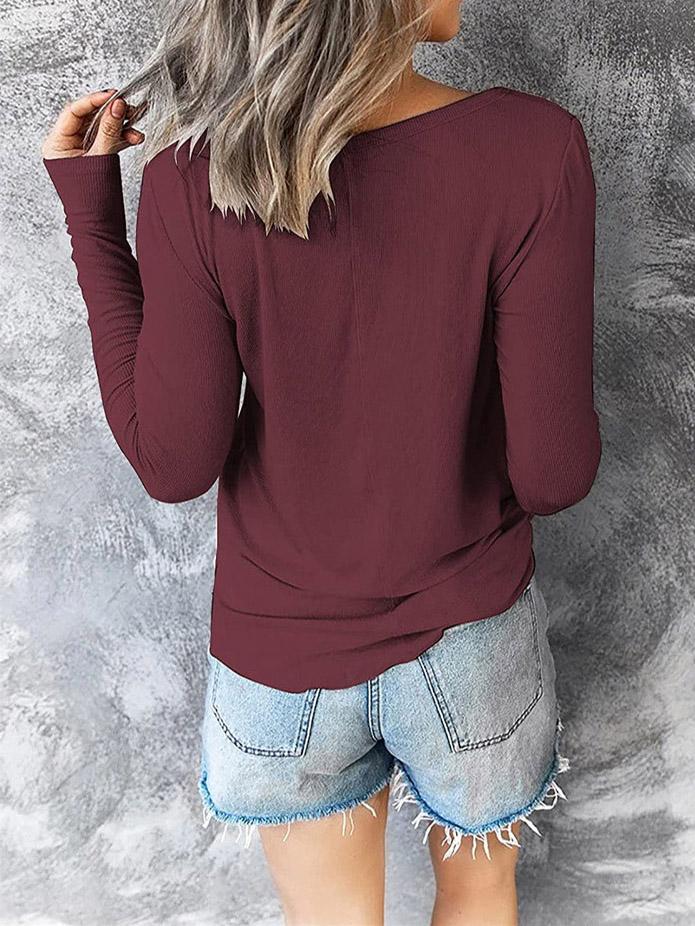 INS Women's Casual V-Neck Drawstring Long Sleeve T-Shirt - T-Shirts - INS | Online Fashion Free Shipping Clothing, Dresses, Tops, Shoes - 03/08/2021 - 10-20 - Category_T-Shirts