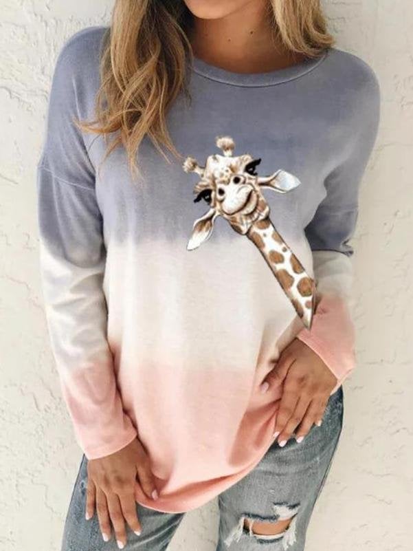 INS Women's Gradient Animal Print Long Sleeve T-Shirt - T-Shirts - INS | Online Fashion Free Shipping Clothing, Dresses, Tops, Shoes - 06/08/2021 - 20-30 - Category_T-Shirts