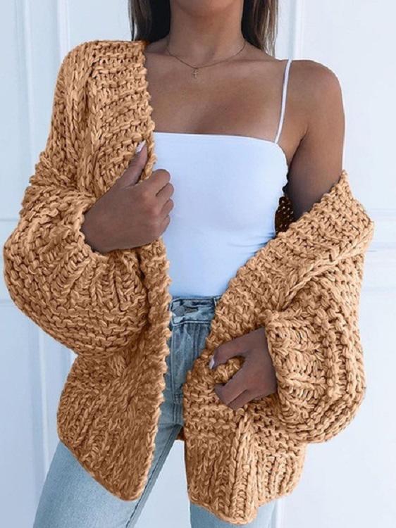 INS Women's Knit Long Sleeve Loose Sweater Cardigan - Cardigans & Sweaters - INS | Online Fashion Free Shipping Clothing, Dresses, Tops, Shoes - 07/08/2021 - 20-30 - Cardigans & Sweaters