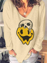 INS Women's Loose Long Sleeve Skull Print T-Shirt - T-Shirts - INS | Online Fashion Free Shipping Clothing, Dresses, Tops, Shoes - 04/08/2021 - 10-20 - Category_T-Shirts