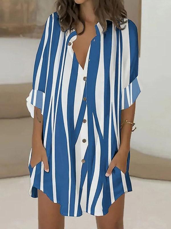 INS Women's Loose Printed Long Sleeve Dress - Mini Dresses - INS | Online Fashion Free Shipping Clothing, Dresses, Tops, Shoes - 02/08/2021 - 30-40 - Category_Mini Dresses