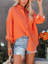 INS Women's Simple Long Sleeve V-Neck Button Blouses - Blouses - INS | Online Fashion Free Shipping Clothing, Dresses, Tops, Shoes - 02/08/2021 - 20-30 - BLO2108031293