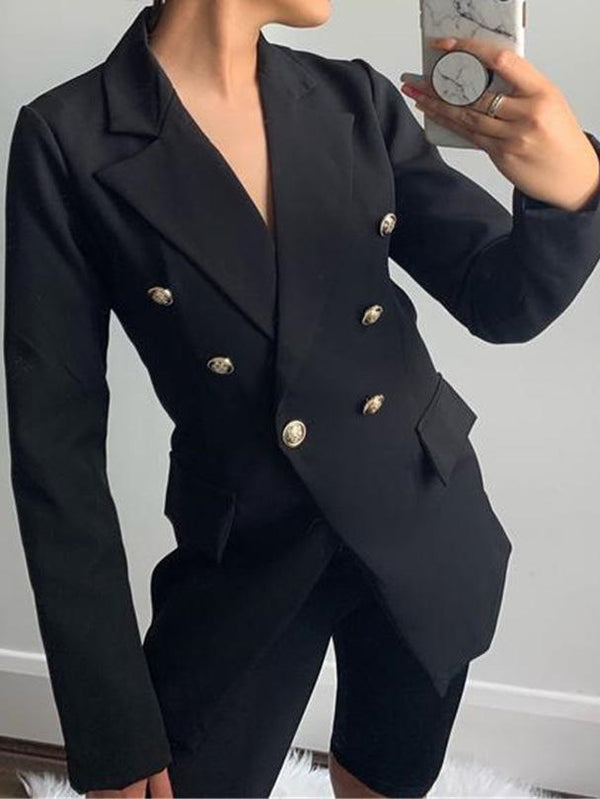 INS Women's Slim Buttoned Solid Mid-Length Blazer - Blazers - INS | Online Fashion Free Shipping Clothing, Dresses, Tops, Shoes - 07/08/2021 - 30-40 - BLA2108071113