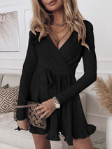 INS Women's Slim Fit Deep V Neck Long Sleeve Mini Dress - Mini Dresses - INS | Online Fashion Free Shipping Clothing, Dresses, Tops, Shoes - 06/08/2021 - 20-30 - Category_Mini Dresses