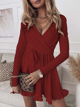 INS Women's Slim Fit Deep V Neck Long Sleeve Mini Dress - Mini Dresses - INS | Online Fashion Free Shipping Clothing, Dresses, Tops, Shoes - 06/08/2021 - 20-30 - Category_Mini Dresses