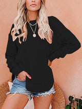 INS Women's Solid Long Sleeve Pullover T-Shirts - T-Shirts - INS | Online Fashion Free Shipping Clothing, Dresses, Tops, Shoes - 03/08/2021 - 10-20 - Category_T-Shirts