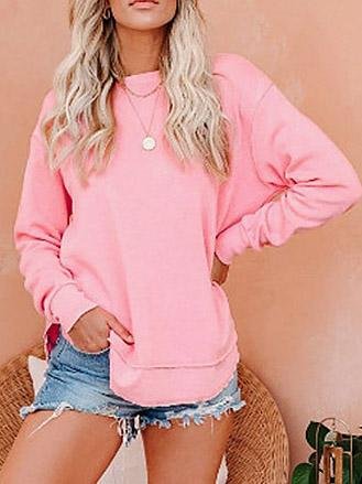 INS Women's Solid Long Sleeve Pullover T-Shirts - T-Shirts - INS | Online Fashion Free Shipping Clothing, Dresses, Tops, Shoes - 03/08/2021 - 10-20 - Category_T-Shirts