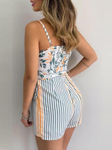 INS Women's V-Neck Sling Leaf Print Lace-Up Jumpsuit - Jumpsuits & Rompers - INS | Online Fashion Free Shipping Clothing, Dresses, Tops, Shoes - 02/08/2021 - 20-30 - Bottom