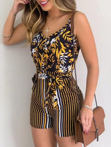INS Women's V-Neck Sling Leaf Print Lace-Up Jumpsuit - Jumpsuits & Rompers - INS | Online Fashion Free Shipping Clothing, Dresses, Tops, Shoes - 02/08/2021 - 20-30 - Bottom