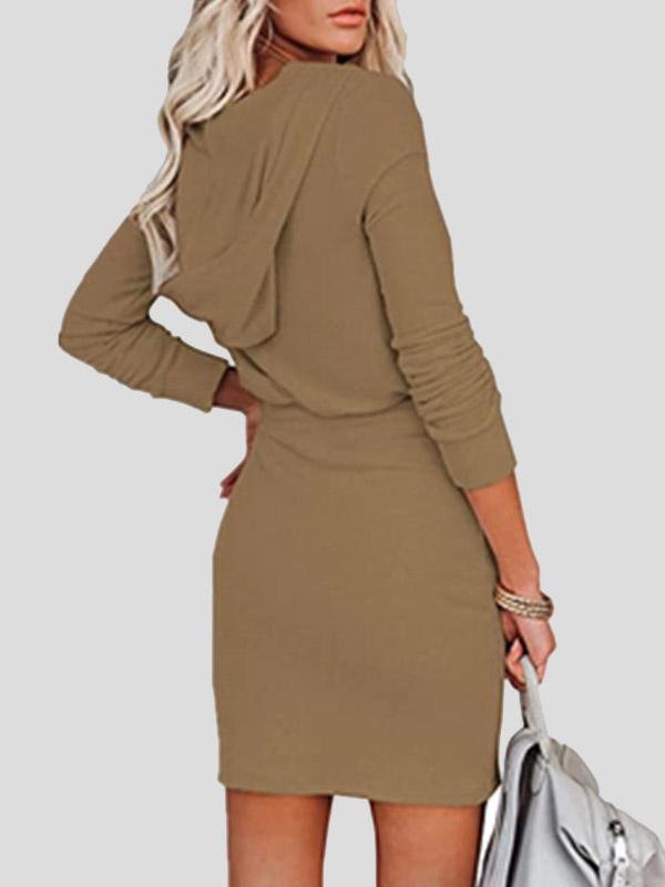 INS Women's Zip Long Sleeve Hooded Tunic Dress - Mini Dresses - INS | Online Fashion Free Shipping Clothing, Dresses, Tops, Shoes - 04/08/2021 - 20-30 - Category_Mini Dresses