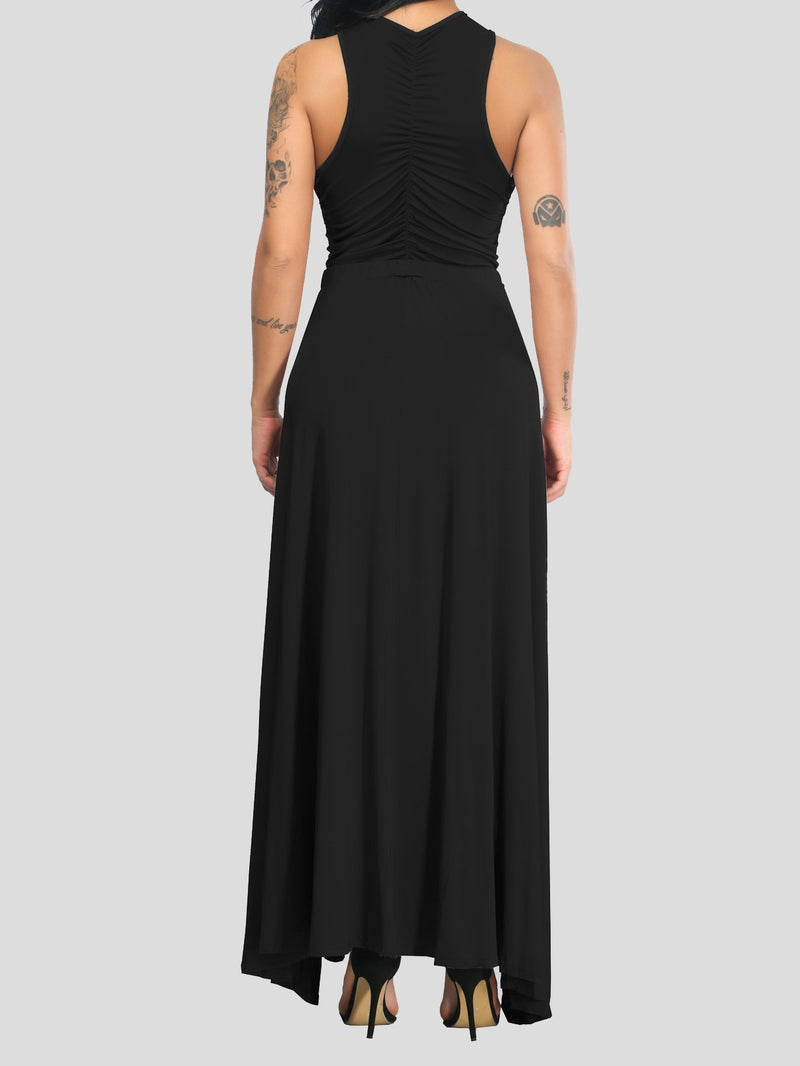 Irregular Solid Sleeveless Slit Pleated Dress - Maxi Dresses - INS | Online Fashion Free Shipping Clothing, Dresses, Tops, Shoes - 24/06/2021 - 30-40 - Category_Maxi Dresses