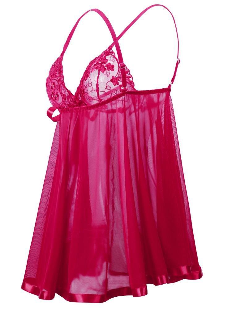 Lace Embroidered Sequin Nightdress Lingerie - Lingerie - INS | Online Fashion Free Shipping Clothing, Dresses, Tops, Shoes - 07/06/2021 - Color_Red - LIN2106040021