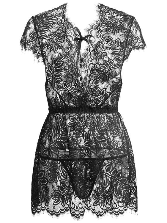 Lace Short Dress & Underwear Lingerie - Lingerie - INS | Online Fashion Free Shipping Clothing, Dresses, Tops, Shoes - 07/06/2021 - Color_Black - LIN2106040017