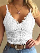 Lace Spaghetti Cami Bralette Tanks & Crop Top - Tank Tops - INS | Online Fashion Free Shipping Clothing, Dresses, Tops, Shoes - 26/04/2021 - Color_White - Season_Spring