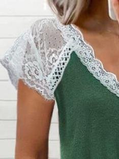 Lace Stitching Short-sleeved T-shirt - T-shirts - INS | Online Fashion Free Shipping Clothing, Dresses, Tops, Shoes - 16/06/2021 - 20-30 - color-gray