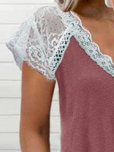 Lace Stitching Short-sleeved T-shirt - T-shirts - INS | Online Fashion Free Shipping Clothing, Dresses, Tops, Shoes - 16/06/2021 - 20-30 - color-gray