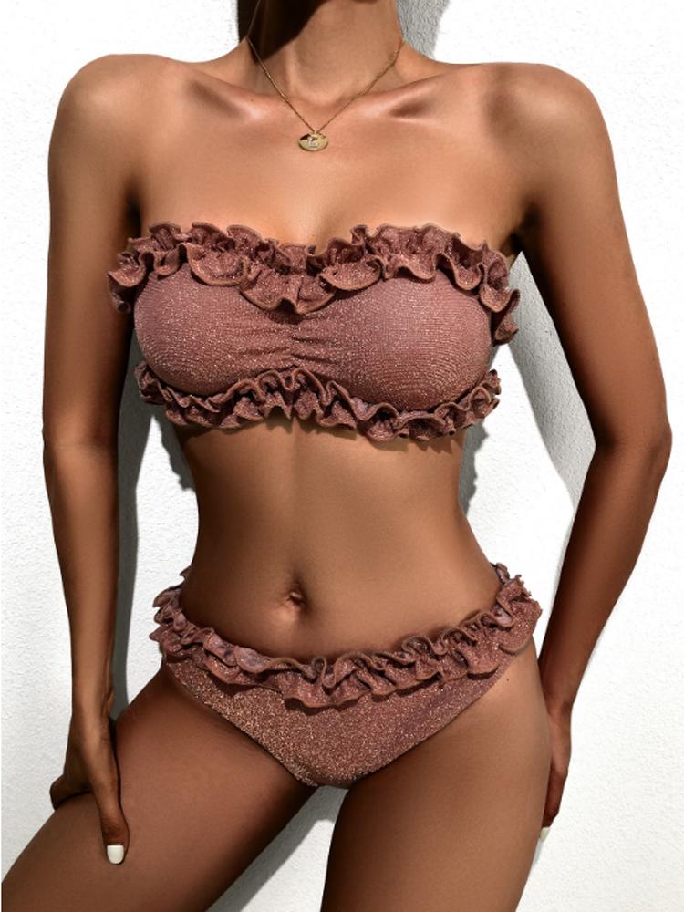 Lace Strap Two-piece Swimsuit - Swimsuits - INS | Online Fashion Free Shipping Clothing, Dresses, Tops, Shoes - 18/03/2021 - Beach - Color_Pink