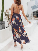 Lace Up Backless Pleated Wrap Hem Floral Dress - Dresses - INS | Online Fashion Free Shipping Clothing, Dresses, Tops, Shoes - 01/29/2021 - Apricot - Beach