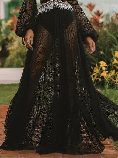 Lace V-neck Lantern Sleeve Dress - Maxi Dresses - INS | Online Fashion Free Shipping Clothing, Dresses, Tops, Shoes - 17/06/2021 - 40-50 - Category_Maxi Dresses