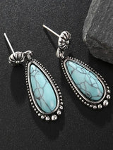 Ladies antique silver turquoise earrings drop-shaped turquoise exaggerated earrings - INS | Online Fashion Free Shipping Clothing, Dresses, Tops, Shoes