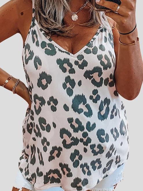 Leopard And Zebra Printed V-Neck Casual Tank Tops - Tank Tops - INS | Online Fashion Free Shipping Clothing, Dresses, Tops, Shoes - 02/07/2021 - 10-20 - Category_Tank Tops