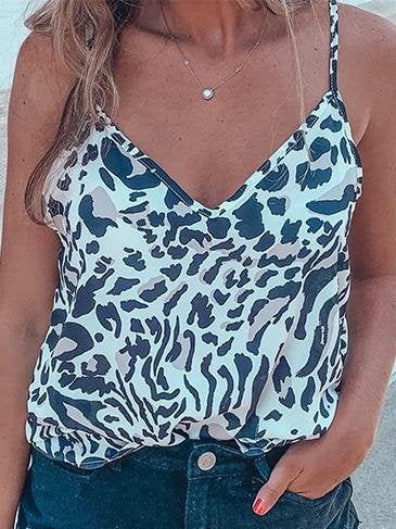 Leopard And Zebra Printed V-Neck Casual Tank Tops - Tank Tops - INS | Online Fashion Free Shipping Clothing, Dresses, Tops, Shoes - 02/07/2021 - 10-20 - Category_Tank Tops