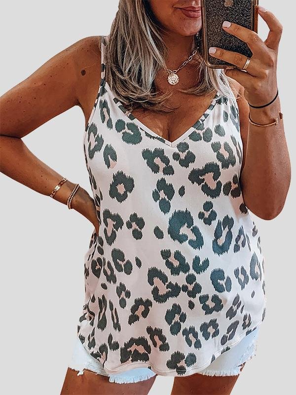 Leopard And Zebra Printed V-Neck Casual Tank Tops - Tank Tops - INS | Online Fashion Free Shipping Clothing, Dresses, Tops, Shoes - 02/07/2021 - 10-20 - Category_Tank Tops